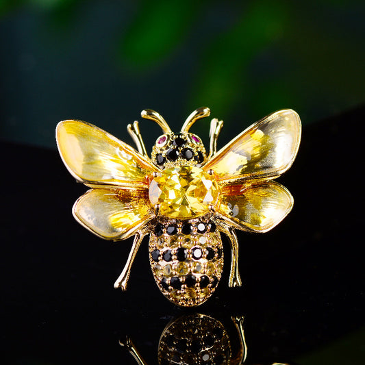 Crystal Honeybee Brooch Pin