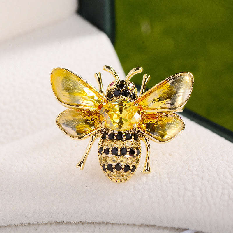 Crystal Honeybee Brooch Pin