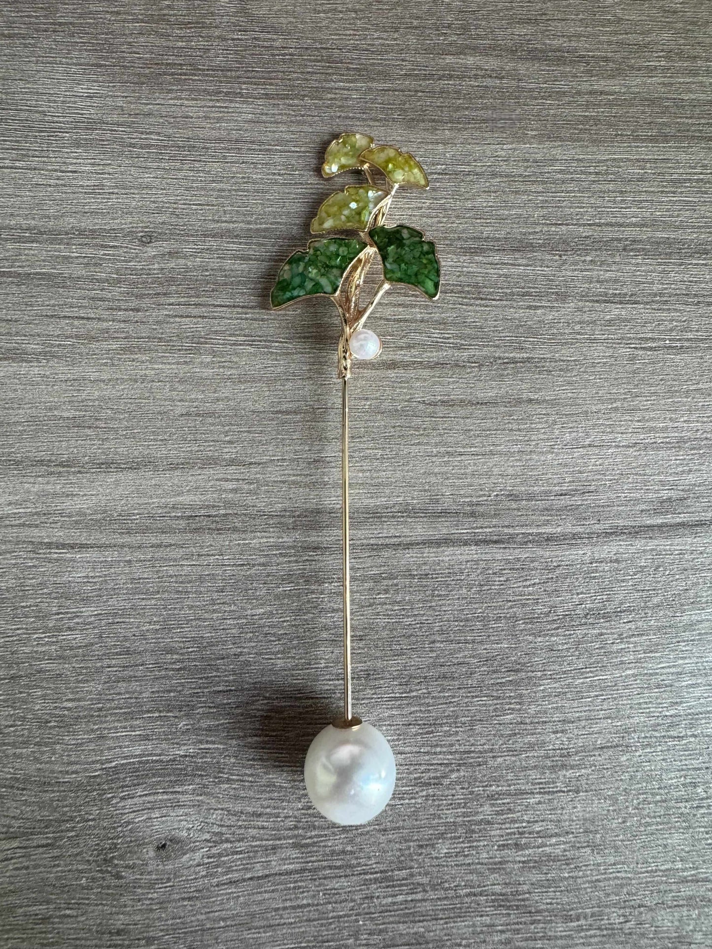 Ginkgo Leave Brooch Pin Made by Shells