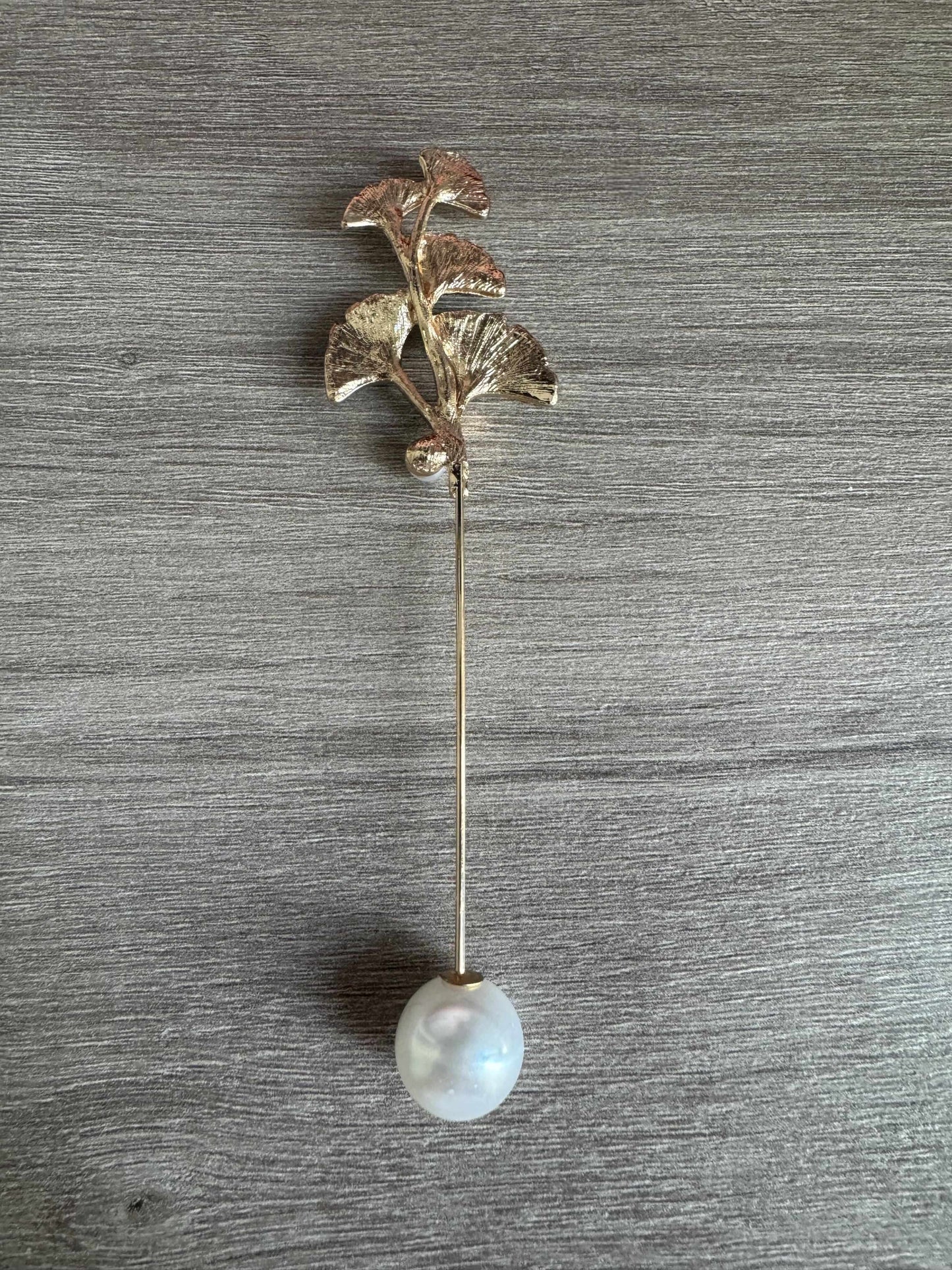 Ginkgo Leave Brooch Pin Made by Shells