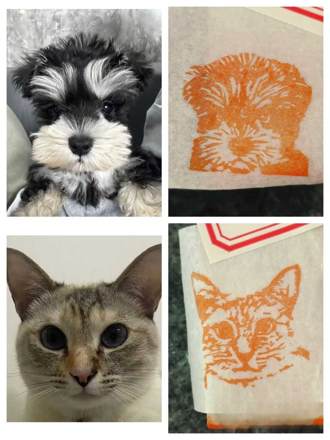 Hand-carved Pet Portrait Stamp